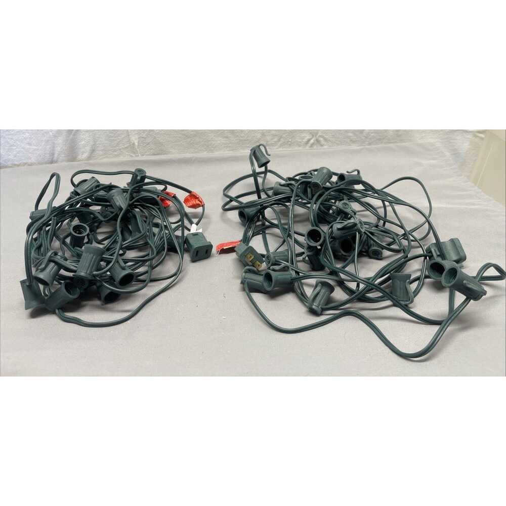 C7 Light Strand 100FT Outdoor String Lights 50' Each Lot of 2 Christmas Works!
